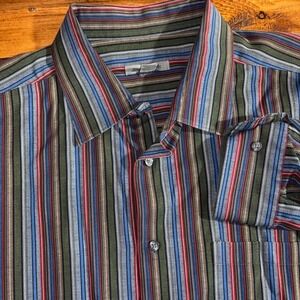 Johnston & Murphy Shirt Men's XXL Multicolor Striped Long Sleeve Button Down